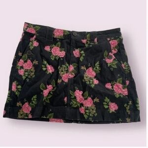 ⭐️ Corduroy Floral Retro Chic Glam Girly Y2K 2000s Trendy Hip Party Mini Skirt